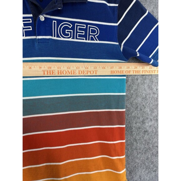 TOMMY HILFIGER Shirt Youth Extra Large Polo Striped Ombre Short Sleeve Cotton - Picture 7 of 8